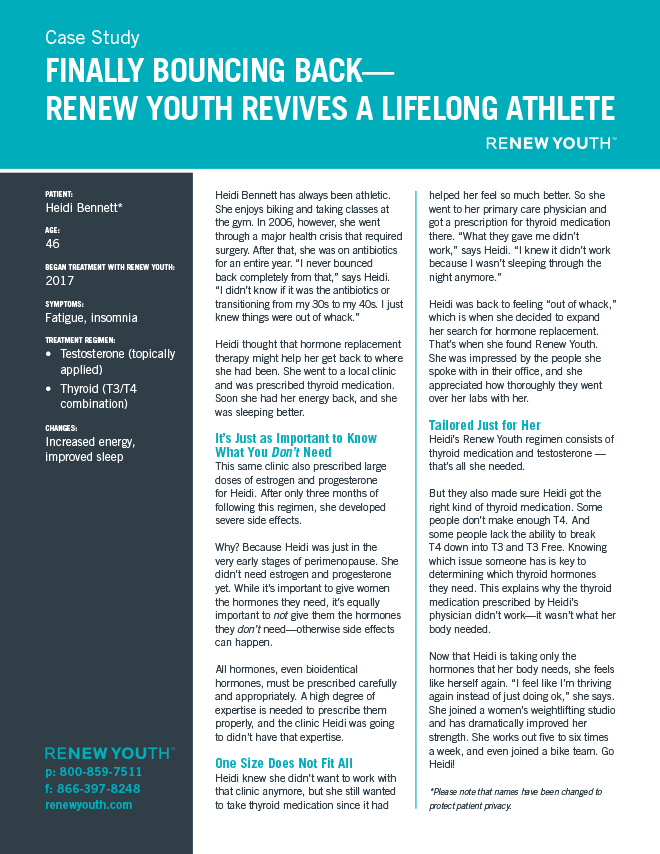 Finally Bouncing Back. Renew Youth Revives A Lifelong Athlete